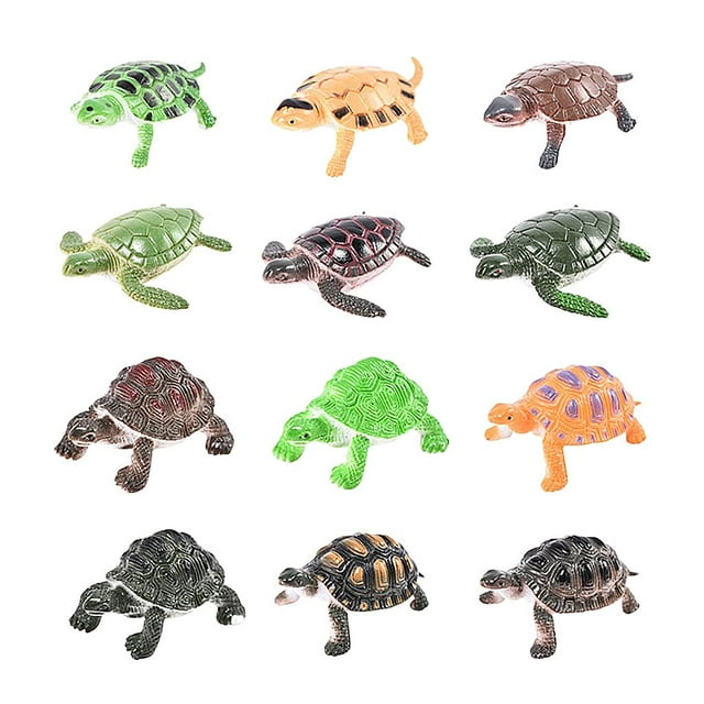 12 Piezas de en Miniatura Plástico Juguete Educativo Modelo de Ratón//Tortuga/Cebra , Mini tortuga B Hugo Juguetes simulados de animales