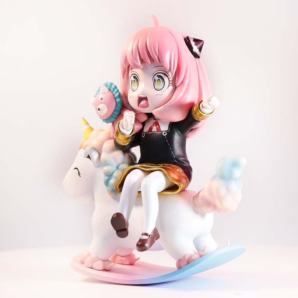 Newly Anya Figure Replacement Head Wooden Horse Anya Forger Action Figures 15cm/5.9inch Handmade PVC Anime Model Statue Collectible Craft Gift