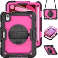 thumbnail image 1 of Case for iPad Mini 7 A17 Pro 2024/Mini 6 2021 8.3 Inch 7th/6th Gen with Screen Protector, 360 Degree Rotating Kickstand Hand Strap Shockproof Cover with Shoulder Strap, Rose PC, 1 of 7