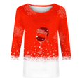 thumbnail image 4 of Bcresic Christmas Shirt Womens Xmas Hat Red Wine Glass Graphic T-Shirts Cute Snowflake Colorblock Tunic Tops Casual Crewneck T Shirts Christmas Holiday Printed Basic Tee Blouse 2024,#01_Red,Medium, 4 of 4