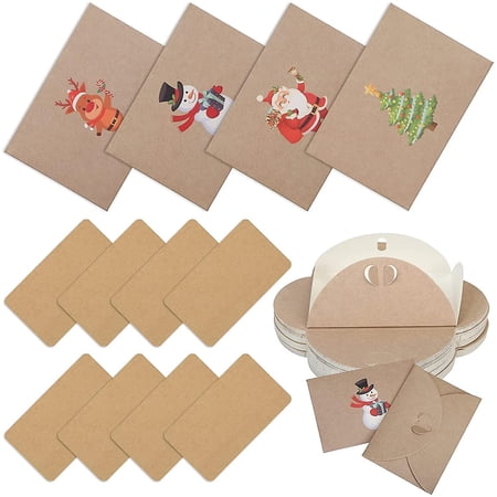 Mini Card Envelopes 60pcs Xmas Gift Card Envelope Mini Kraft Paper ...