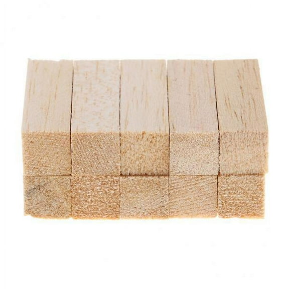 20 Pieces Square Balsa Block Unfinished Woodcraft Dol Rod 80mm