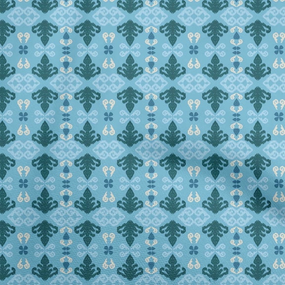 oneOone Viscose Jersey Light Blue Fabric Asian Ikat Quilting Supplies Print Sewing Fabric By The Yard 60 Inch Wide