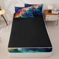 thumbnail image 4 of Castle Fairy Abstract Gradient Swirl Wave Zipper Twin Comforter Sets with Fitted Sheet and 2 Pillowcases,Layered Fluid Marble Texture Zipper Bedding Set,Purple Orange,Black Reversible,4-Piece, 4 of 6