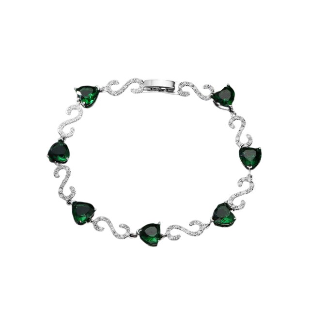 Guardurnaity de mujer, corazón de cobre, cadenas geométricas, brazalete de circón, joyería de decoración de mano Simple para citas, regalo de Ropa, zapatos y accesorios Miscelánea Verde Guardurnaity AP014506-02
