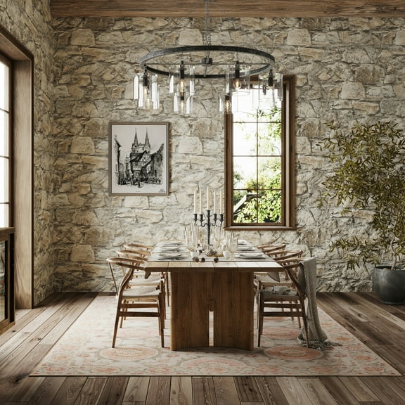 nuLOOM Hillstone Collection Winnow Traditional Vintage Medallion Area Rug, 6' 7" x 9', Winnow Ivory