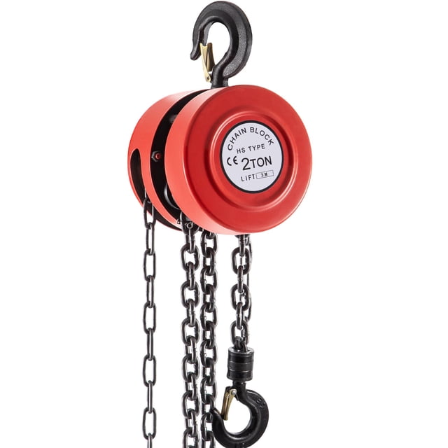 Elevador manual con cadena VEVOR, capacidad de 3 toneladas, elevador de 3 m con acero rojo