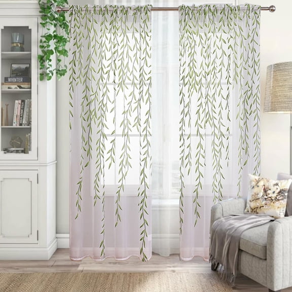 Vacemry Under $5 Wicker Shade Curtain, Sun Screen Window Treatment for Bedroom Living Room, White Gauze Sheer Curtain Panel, Natural Pattern Design, Room Divider