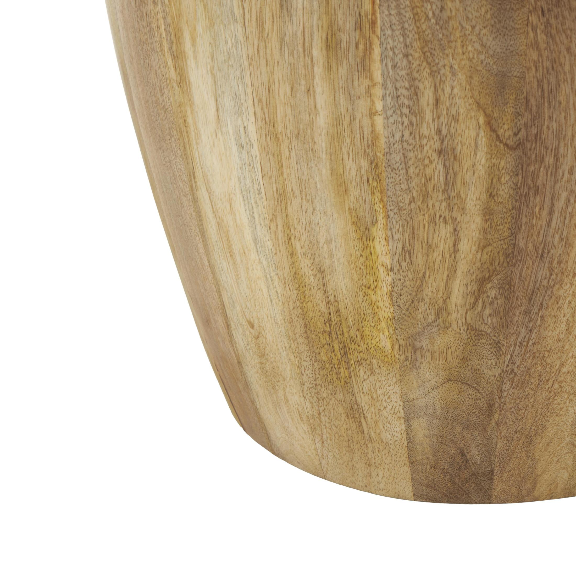 DecMode 18" x 20" Brown Mango Wood Handmade Drum Accent Table, 1-Piece