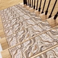 thumbnail image 3 of LOKHOM 15 Pack 8"x30" Abstract Stair Treads for Wooden Steps Indoor Non Slip Stair Carpet for Kids Elders and Pets, Brown, 3 of 8