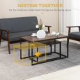 thumbnail image 4 of HOMCOM Nesting Tables Set of 2, Stacking Coffee Table Set with Steel Frame, Industrial Coffee Tables Living Room, Rustic Brown, 4 of 10