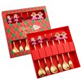thumbnail image 1 of 6Pcs Christmas Spoons and Forks Set Santa, Reindeer Tea Spoons and Dessert Forks Stainless Steel Stirring Spoons Decor Gift for Christmas Party, New Year Green Package Box, 1 of 5