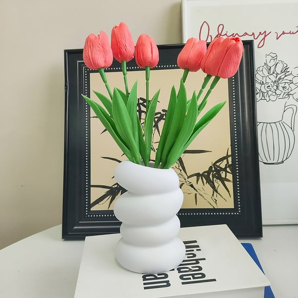 Florero de plástico | Jarrón decorativo moderno para decoración del hogar, bodas, estantes | Plástico duradero, 5.9" de altura x 3.1" de apertura | Diseño elegante, centro de mesa versátil
