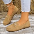 thumbnail image 6 of Women's Slip On Loafer Flats,Soft PU Flat Comfort Shoes All-Match Casual Daily Walking Shoes Khaki 6, 6 of 6