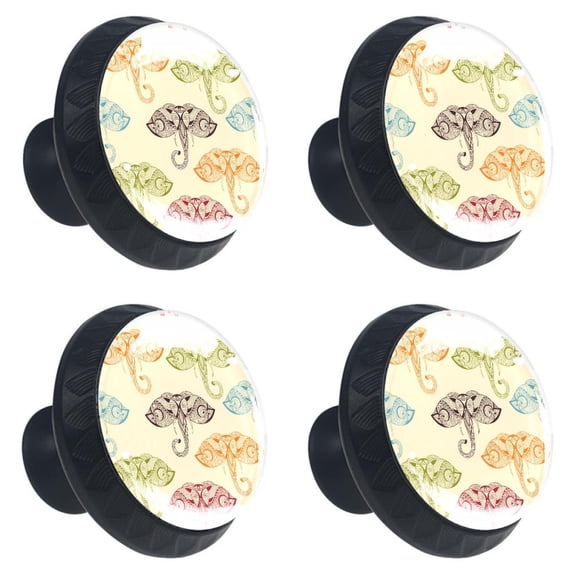 4 Pcs Elephant Knobs for Kitchen Cabinet Cupboard Dresser Bookcase Drawer Pulls Handles Round Home Decor