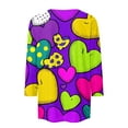 thumbnail image 4 of Resicozy Valentines 3/4 Sleeve Shirts for Women Trendy 2026 Cute Heart Printed Tunic Tops Plus Size Casual Summer Crewneck Blouses Pink 5XL, 4 of 5