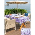 thumbnail image 5 of Outdoor Tablecloth with Umbrella Hole for Patio/Picnic/Party/Camping, Purple Flowers Waterproof Table Cloth Rectangle Table Cover Washable, Butterfly Spring Floral Checkered Farmhouse (60"x 84"), 5 of 8