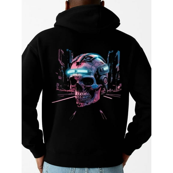 Cyberpunk Skull Hoodie graphic hoodies skeleton for men machine washable black Winter wear, vintage style, comfortable fit, patterned sweatshirt, streetwear lovers Christmas fire 3d