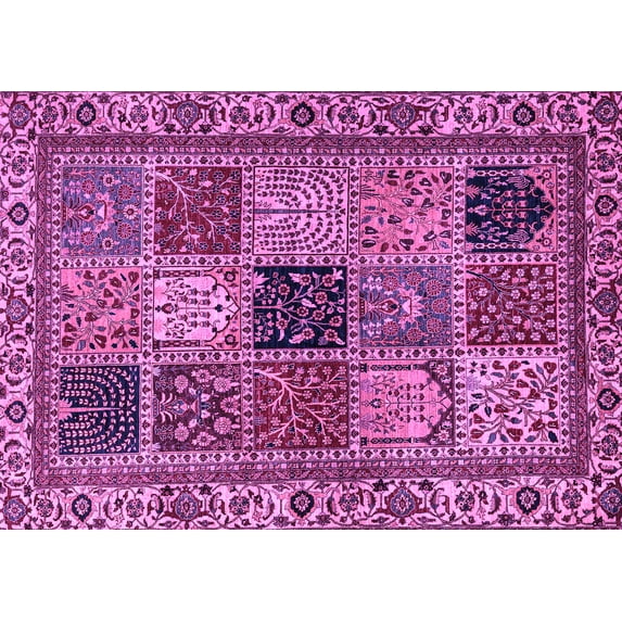 Ahgly Company Indoor Rectangle Abstract Purple Modern Area Rugs, 5' x 7'