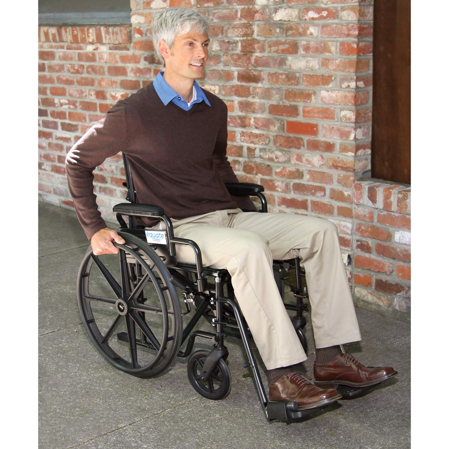 Equate Wheelchair With Large 20” Padded Seat, Removable Swing-Away Footrests, Foldable, Black