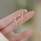 thumbnail image 4 of Sterling Silver Cubic Zirconia Half Hoop Stud Earrings Looks Like 4 Gold Hoop Earrings for Women, 4 of 4