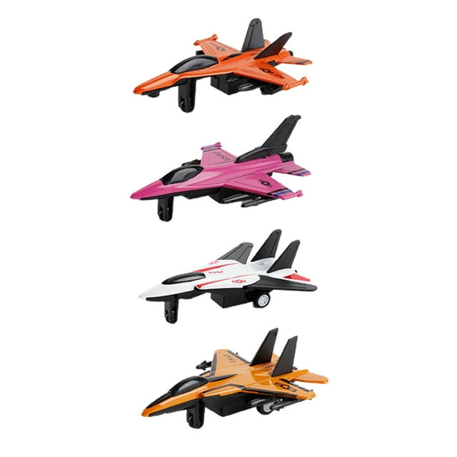 Boc 4Pcs Simulation Mini Plastic Hand-eye Coordination Pull Back Airplane Model Toys for Kids