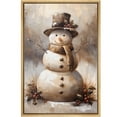 thumbnail image 2 of IDEA4WALL Framed Canvas Art Wall Decor Charming Snowman Smiling Snowman with Scarf and Top Hat Decorative Illustration Funny Retro Chic for Dorm Home Office - 16"x24" Natural, 2 of 5