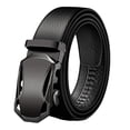 thumbnail image 3 of Cinturón de hebilla automática de cuero sintético negro ajustable para hombre. Estilo B, 3 of 9