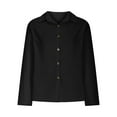 thumbnail image 1 of Timegard Long Sleeve Shirts for Women Cotton Linen Lightweight Button up Tops Blouse Fall Solid Color, 1 of 5