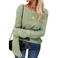 thumbnail image 3 of Women Autumn Winter Colorblock Pullover Sweaters Round Neck Striped Slim Fitting Knitwear Tops, 3 of 9