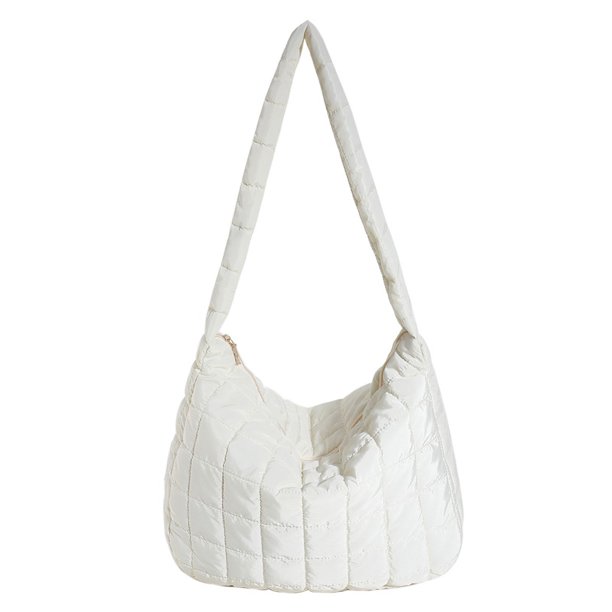 Bolso Mujer Acolchado Acolchado Hombro Tote Bolso Grande Bandolera Blanco