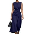 thumbnail image 5 of ZenCart Women's Summer Sleeveless Maxi Dress A Line Pleated Crew Neck Tank Dress Casual Business Work Midi Dress, 5 of 8