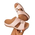 thumbnail image 4 of Womens Wedge Sandals Leather Comfortable Slip on Slides Open Toe Casual Arch Support Platform ladies Sandal Chunky Shoes Beige 9(42), 4 of 9
