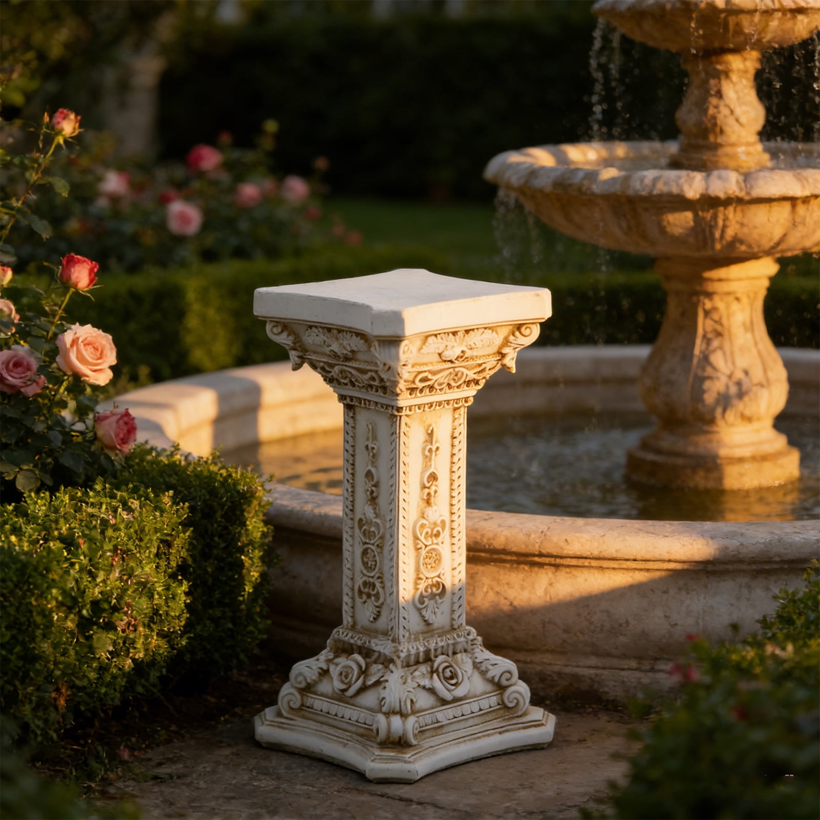 Roman Pillar Garden Statues Resin Roman Column Figurines Display Pedestals Stand Sculptures Garden Outdoor Indoor Decors