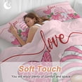 thumbnail image 4 of 3 Piece Pink Valentine's Gnomes,Duvet Cover Set Full Size,Microfiber Comforter/Quilt Cover with Corner Ties and 2 Pillowcases,Love Heart Checkered Stripe All Season Soft Bedding with Zipper Closure, 4 of 8