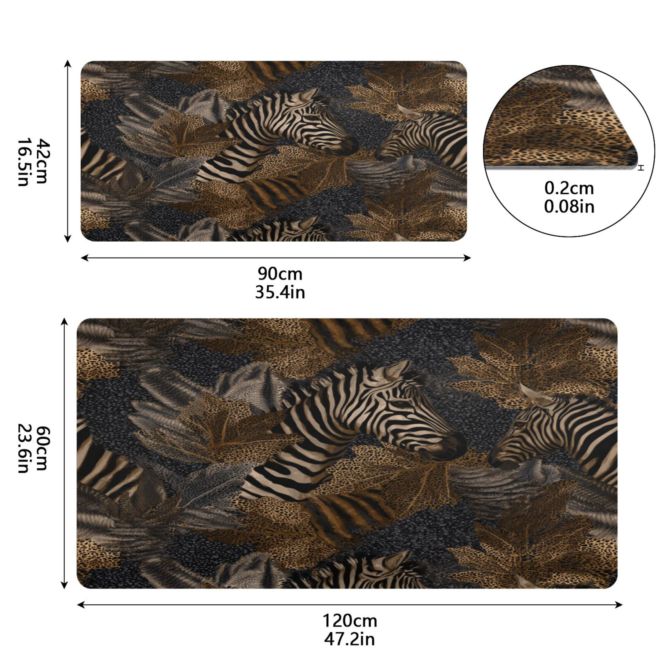 Leather Keyboard and Mouse Desk Mat Office Desk Accessories Protective Office Desk Decor Desk Pad Mat for Gaming, Work from Home, Office Zebra Print 16.5" x 35.4"