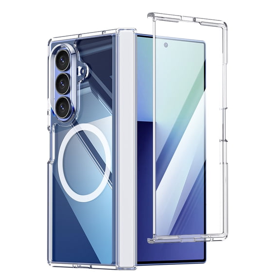 Luxury Case for Samsung Galaxy Z Fold 8 Ultra, Crystal Clear PC Cover with Built-In Tempered Glass Protection Full Coverage Hinge Protection Shockproof Anti-Scratch Anti-Fingerprint, Clear
