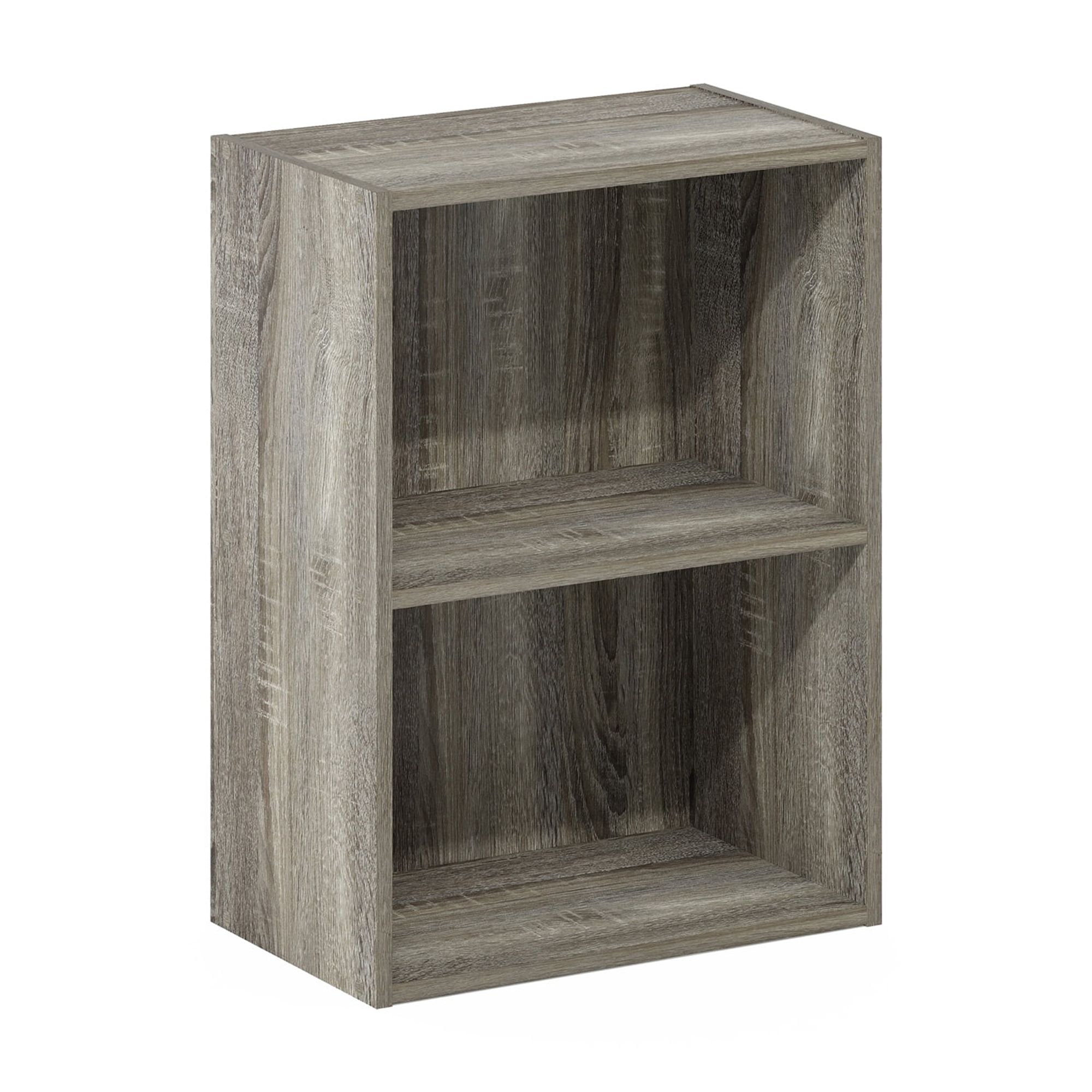 HOMLUX 9" x 16" x 21" Storage Shelf 2 Tier Cube Bookcase, Suitable for Small Space, Gray