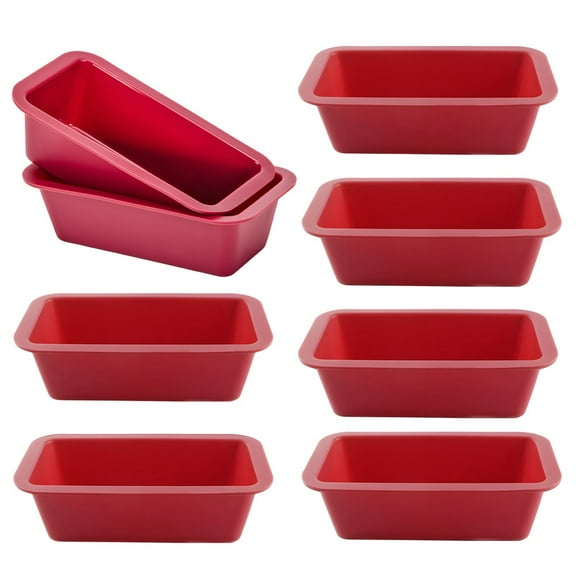 8 PCS Silicone Mini Loaf Baking Pans, 6.1 x 3.3 x 1.8 in Non-Stick Heat Resistant Silicone Bread Pan, Silicone Mold for Baking Freezing
