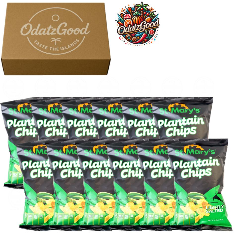 St. Mary’s Salted Plantain Chips 1.41oz (40g) 12-Pack – Curated & Packaged by ODatzGood