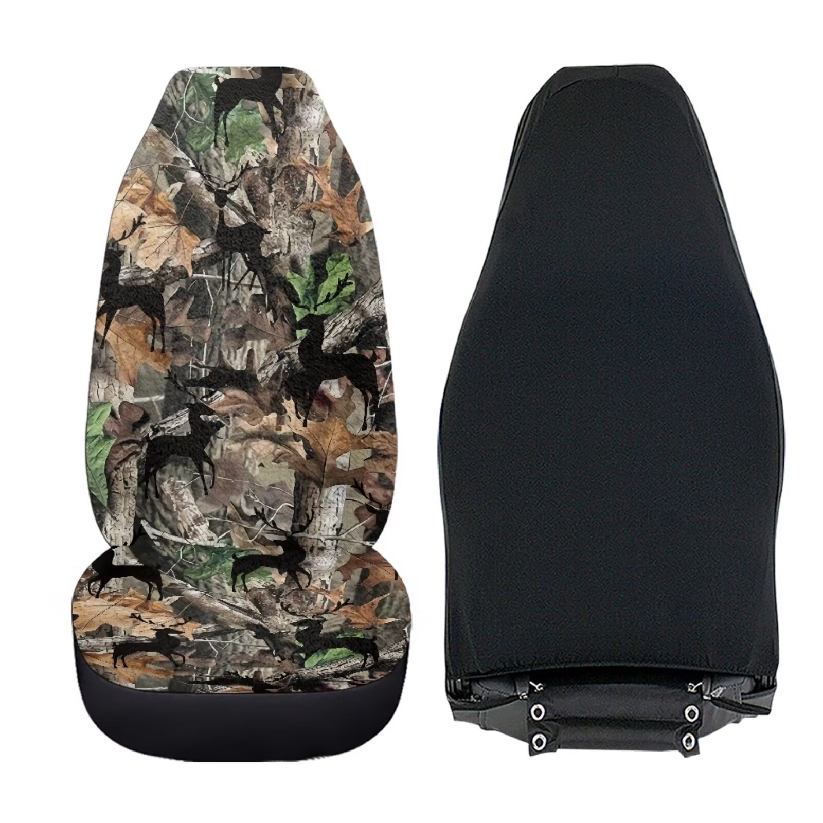 Uorisanigo Car Seat Covers, Universal Auto Interior High Back Bucket Seat Covers, Soft Flurry Camo Hunting Forest Automotive Seats Cover for Most Vehicles SUV Pick-up Truck