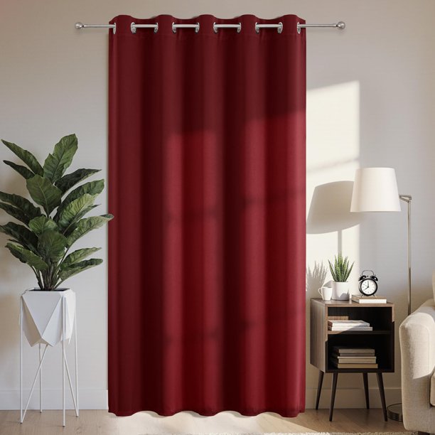 Cortina para Puerta Joydeco 178x213 cm Térmica Opaca Burdeos