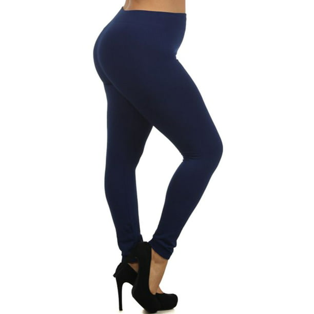 LAVRA Women's Size Fleece Lined High Waist Leggings-Navy Blue - Walmart.com