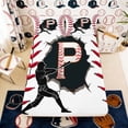 thumbnail image 3 of Erosebridal Letter P Baseball Player Print Full Size Sheets, Sports Monogram Bed Sheets for Kids Boys and Girls, 1 Flat Sheet, 1 Fitted Sheet and 2 Pillowcases, 3 of 6