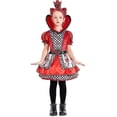 thumbnail image 1 of Kid Adult Queen Of Hearts Alice In Wonderland Costume Poker Queen Cosplay Halloween Masquerade Costumes Sexy Dress With Headwear G, 1 of 5