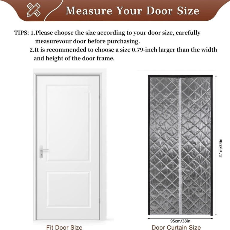 Magnetic Insulated Door Curtain – Fits 30x80 Inch Doors, Dark Gray, Thermal & Soundproof, Pet & Kid Friendly With 8.6" Magnet Strip