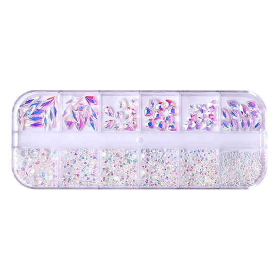 Xinwennn 12 Grids Nail Decorations Set With Butterfly And Heart Shape Flatback Nail Gems Flat Back Craft Charms