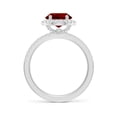 thumbnail image 2 of ANGARA Lab Grown 3.3 Ct Oval Ruby Classic Halo Engagement Ring for Women in 14K White Gold (Size-10x8mm) | July Birthstone, Birthday, Anniversary, Jewelry Gift for Women | Lab-Grown Ruby Ring, 2 of 7