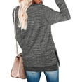 thumbnail image 2 of TEMOFON Womens Long Sleeve Tops Casual Round Neck Knit Tunic Tops Fall Fashion Side Split Gray Loose Shirts for Women, 2 of 4