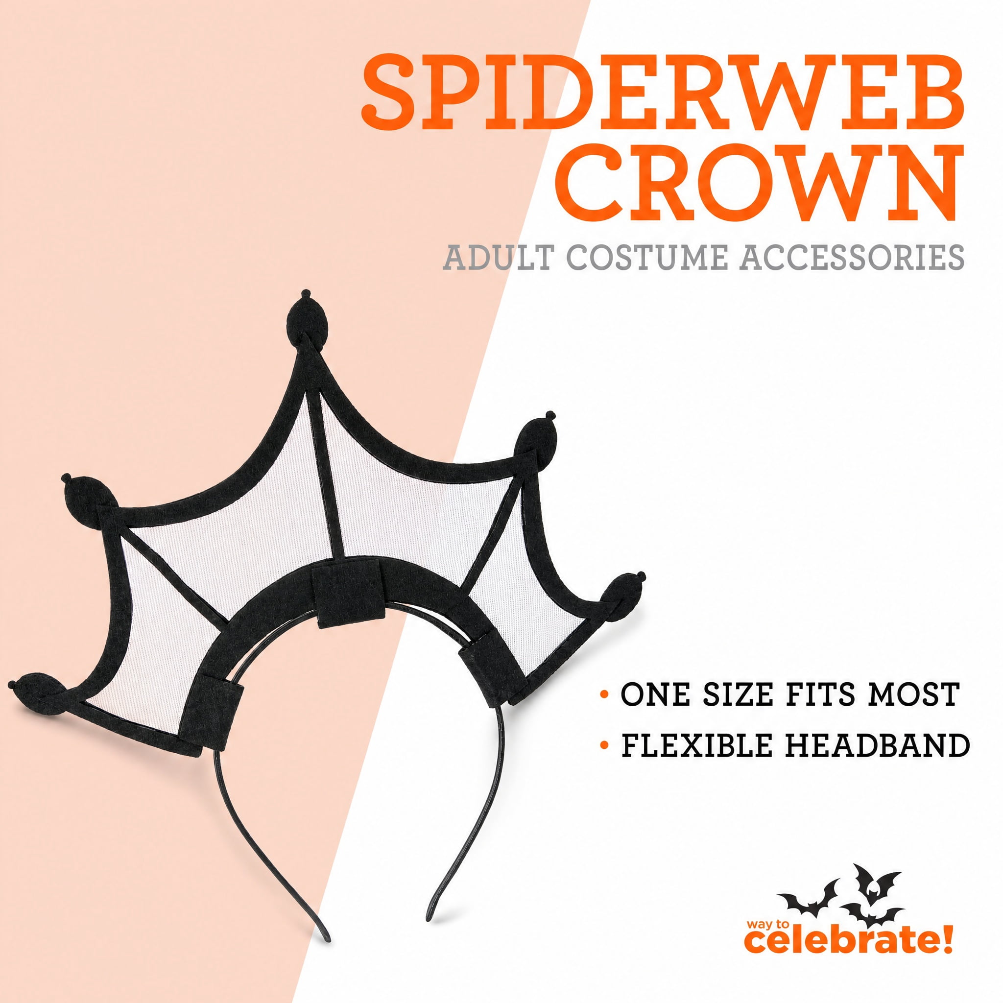 Spiderweb Crown Costume Accessory for Adults, Black, Halloween by Way To CelebrateSpiderweb Crown Costume Accessory for Adults, Black, Halloween by Way To Celebrate